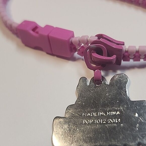 Best Friends Zipper Friendship Bracelet Pink Silver Charm - Picture 4 of 4